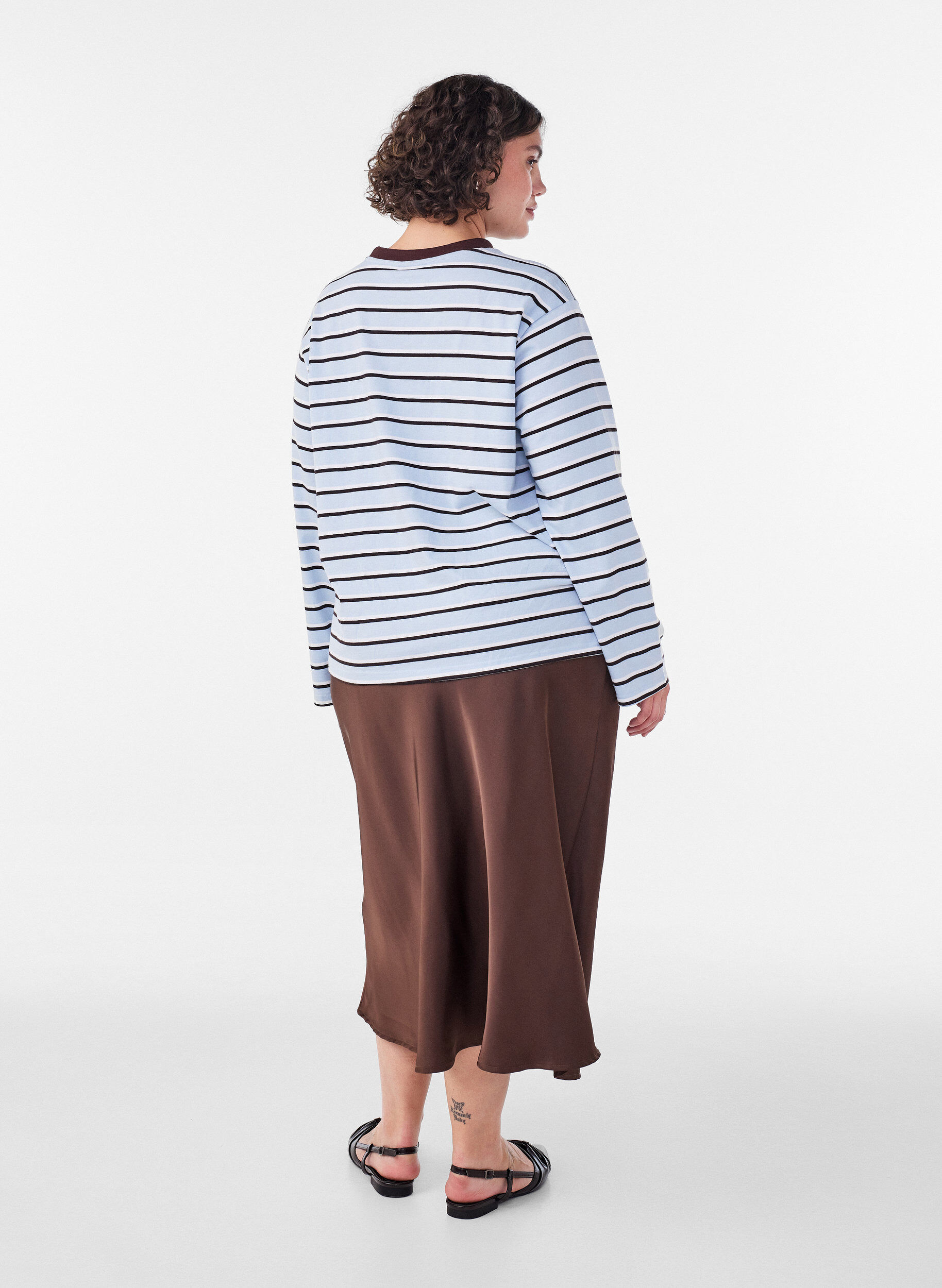 ZizziT-shirt basic &agrave; manches longues, Bleu, Model image number 2
