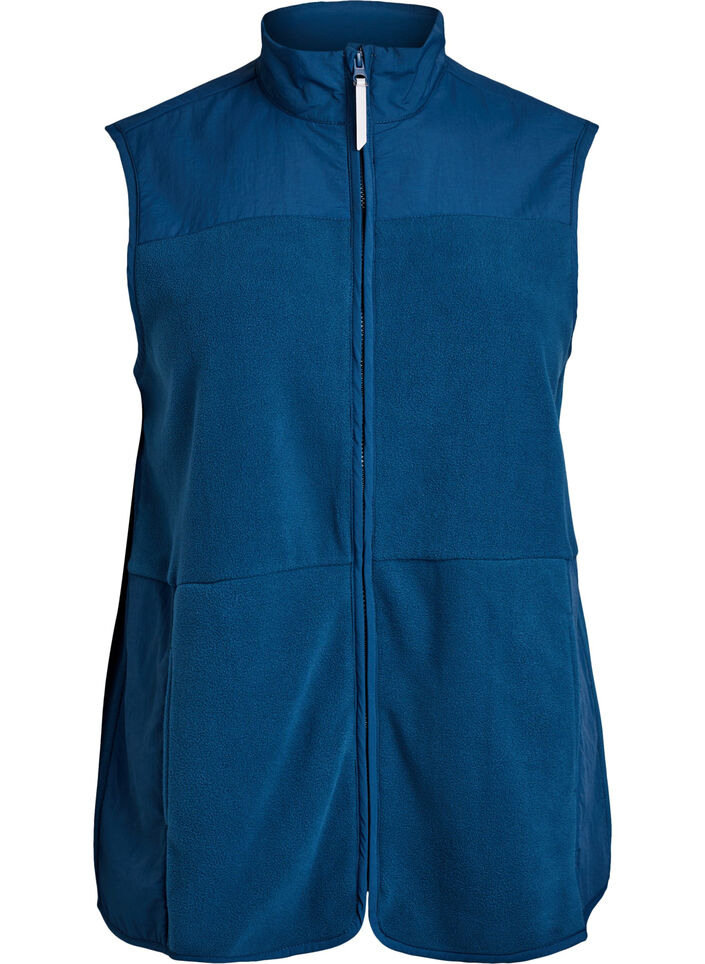 Gilet en polaire avec col montant et poches, Bleu, Packshot