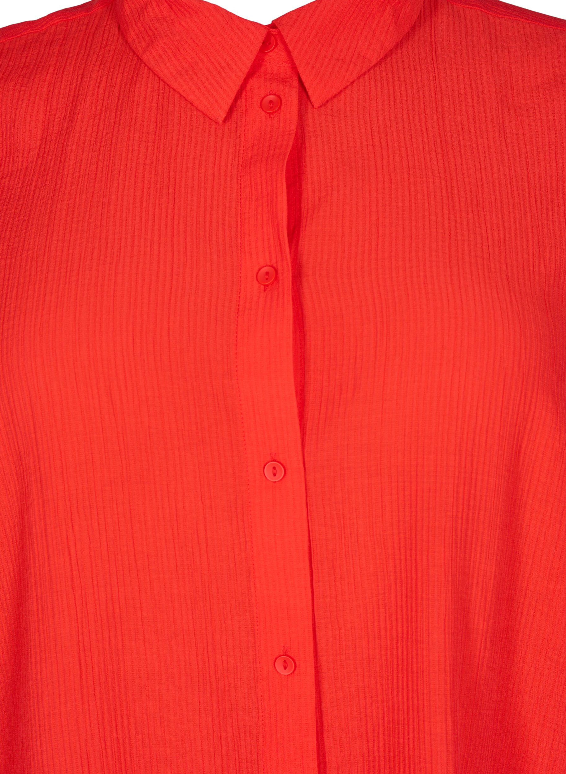 Zizzi Chemise &agrave; texture ray&eacute;e, Rouge, Packshot image number 2