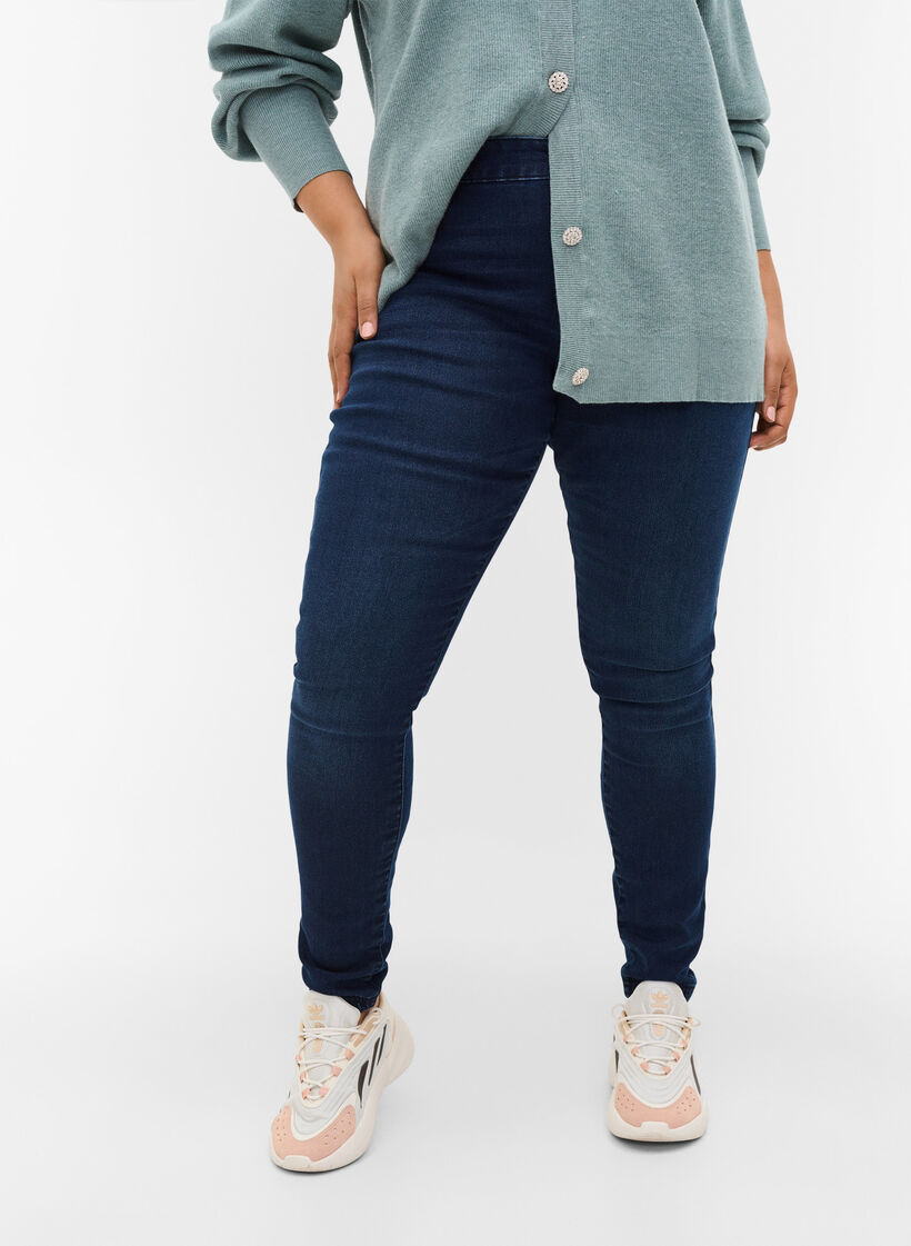 Jeggings aus Baumwollmischung, Dark blue denim, Model image number 2
