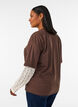 T-shirt ample avec manches longues en dentelle, Marron, Model image number 2