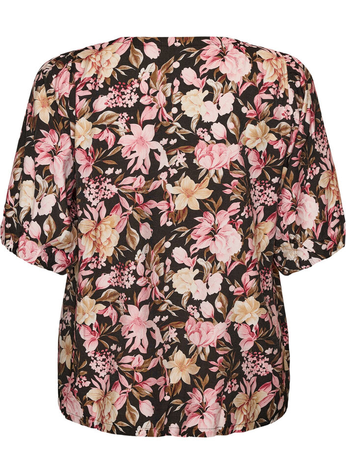 Blouse en viscose avec col en V, Rose, Packshot image number 1