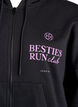 Hoodie mit Rei&szlig;verschluss und Brustprint, Schwarz, Packshot image number 2