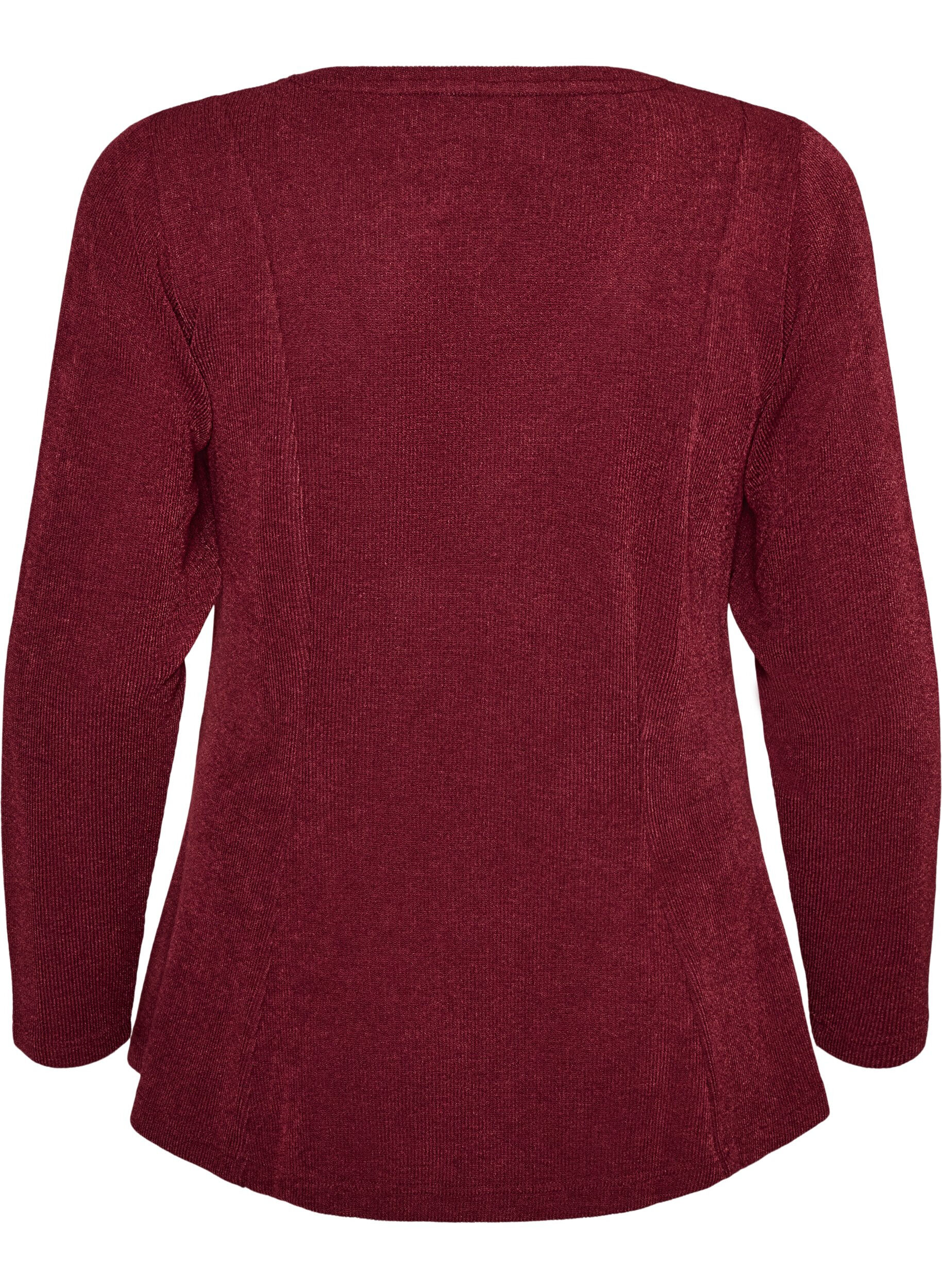 ZizziBluse aus Jersey mit gerippter Struktur und A-Linien-Passform, Rot, Packshot image number 1