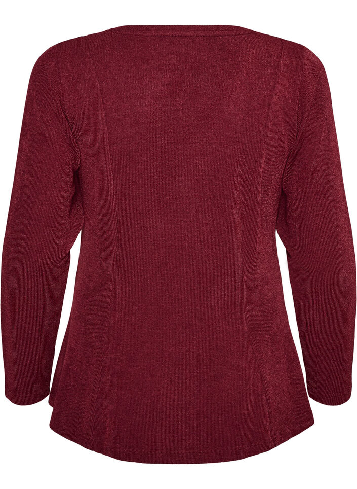 Bluse aus Jersey mit gerippter Struktur und A-Linien-Passform, Rot, Packshot image number 1