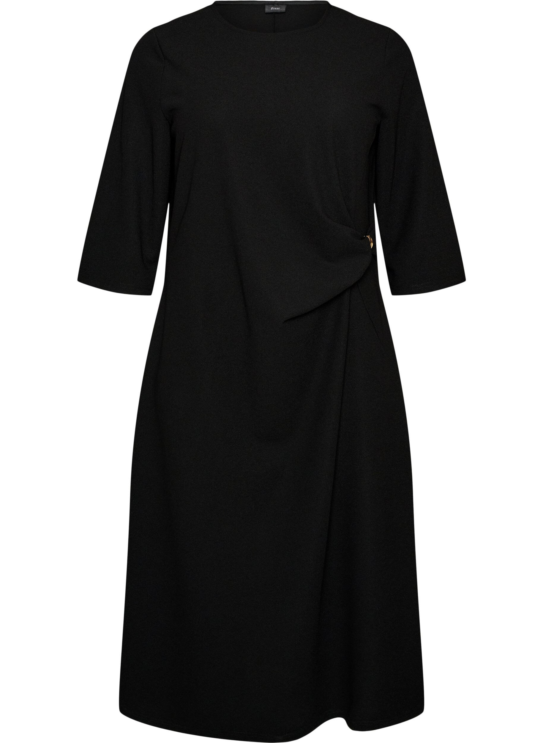 Jerseykleid mit Drapierung und dekorativer Schnalle