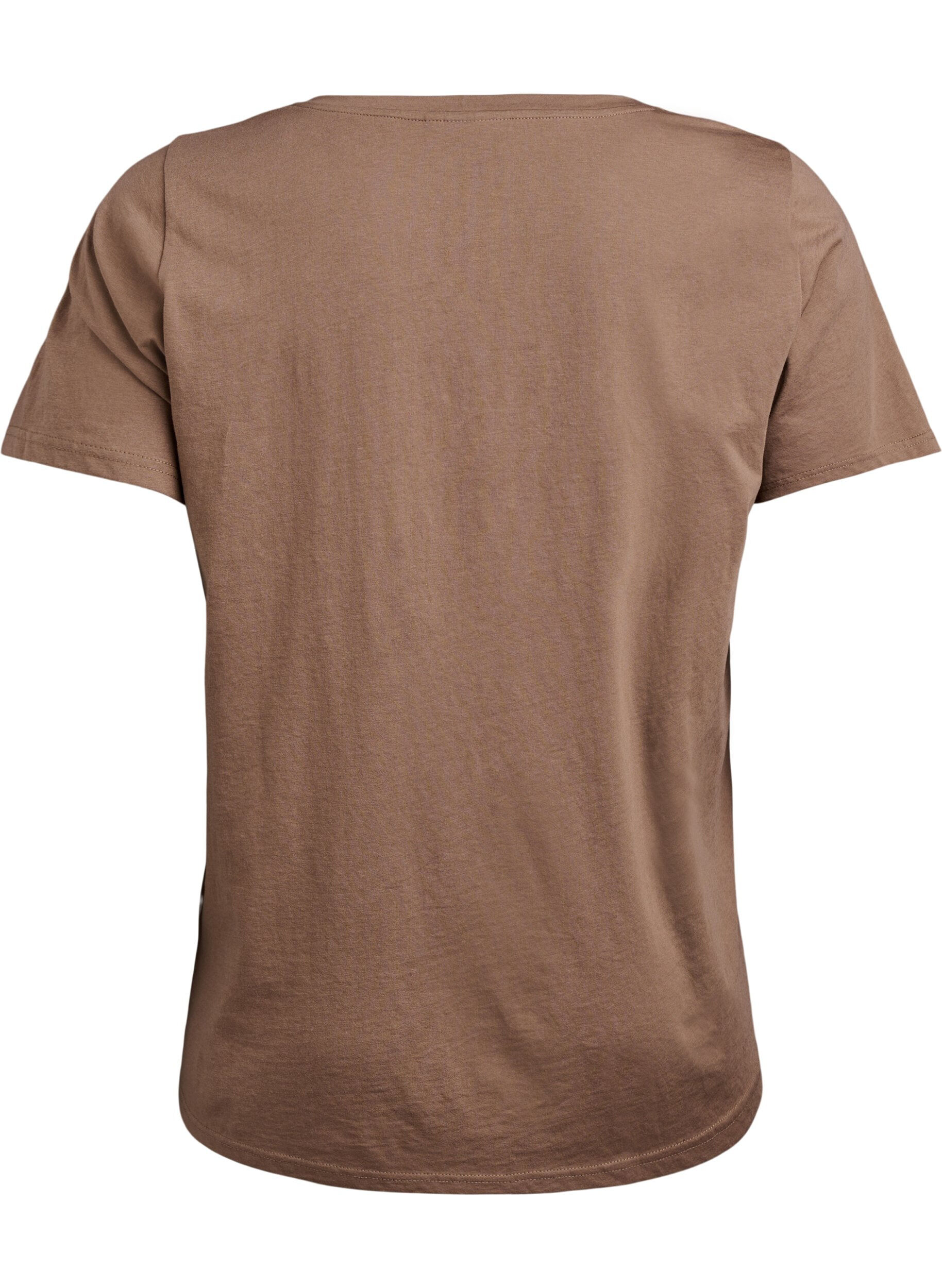 ZizziT-shirt col V, Marron, Packshot image number 1