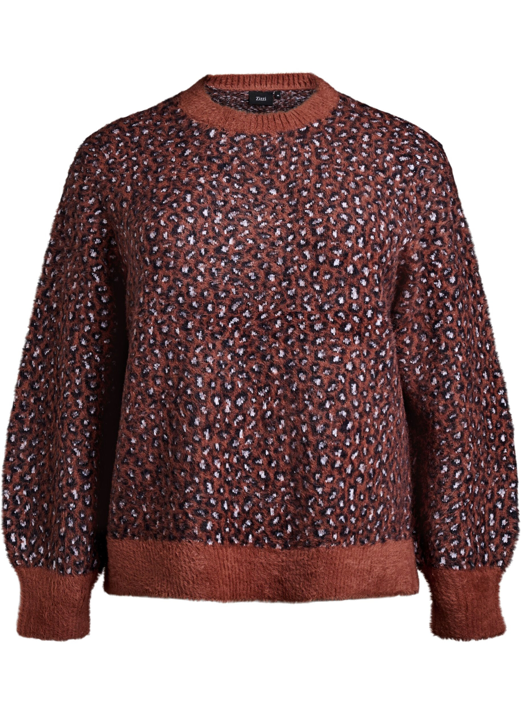 Strickpullover mit Animalprint und flauschigem Finish