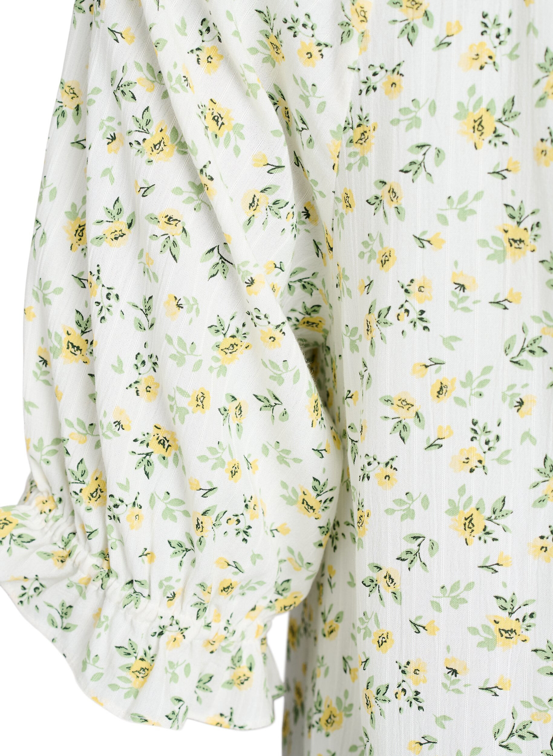 ZizziBlouse en viscose &agrave; fleurs avec manches mi-longues, Blanc, Packshot image number 3