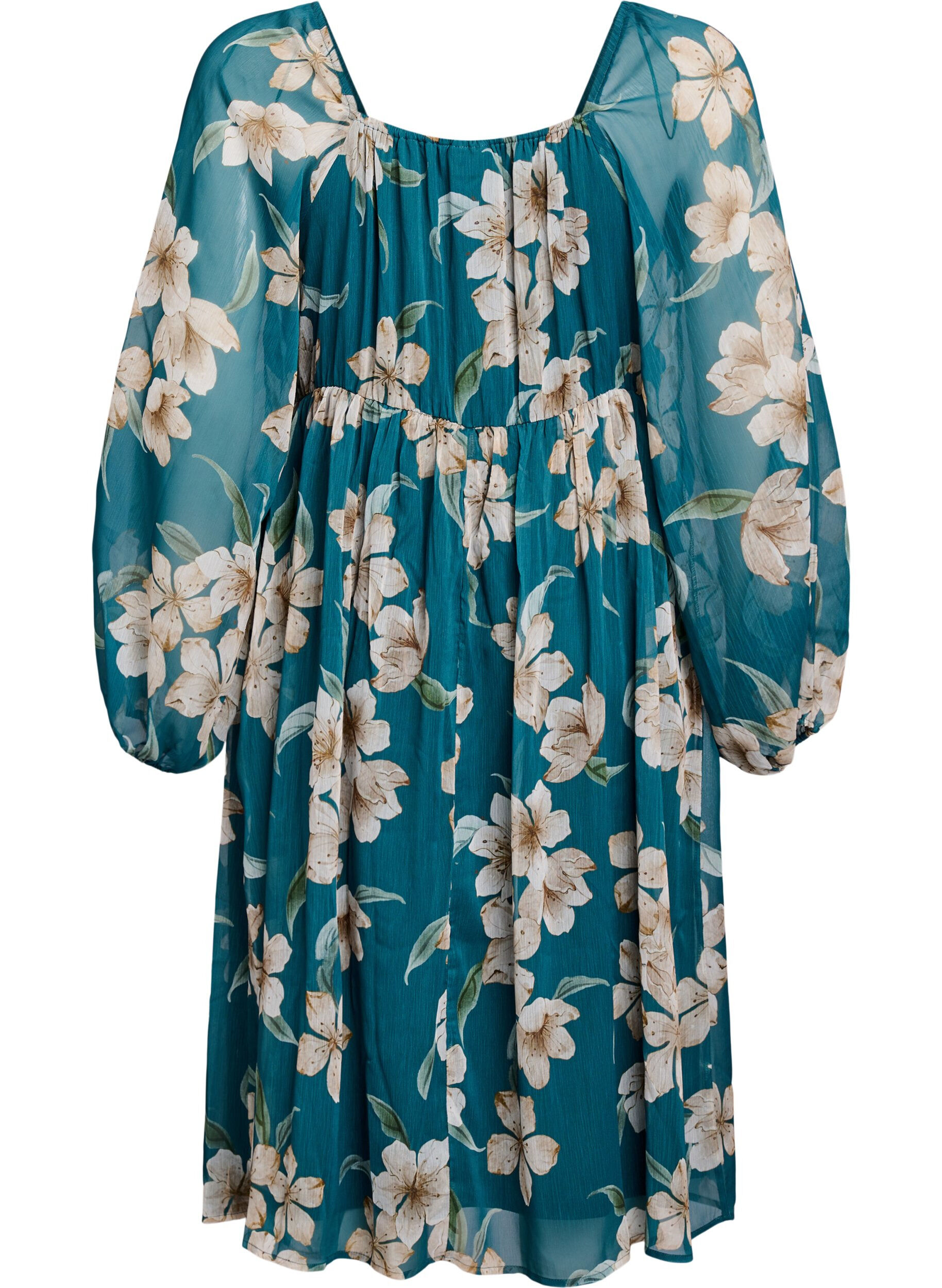 Zizzi Partykleid aus Chiffon mit langen &Auml;rmeln, Gr&uuml;n, Packshot image number 1