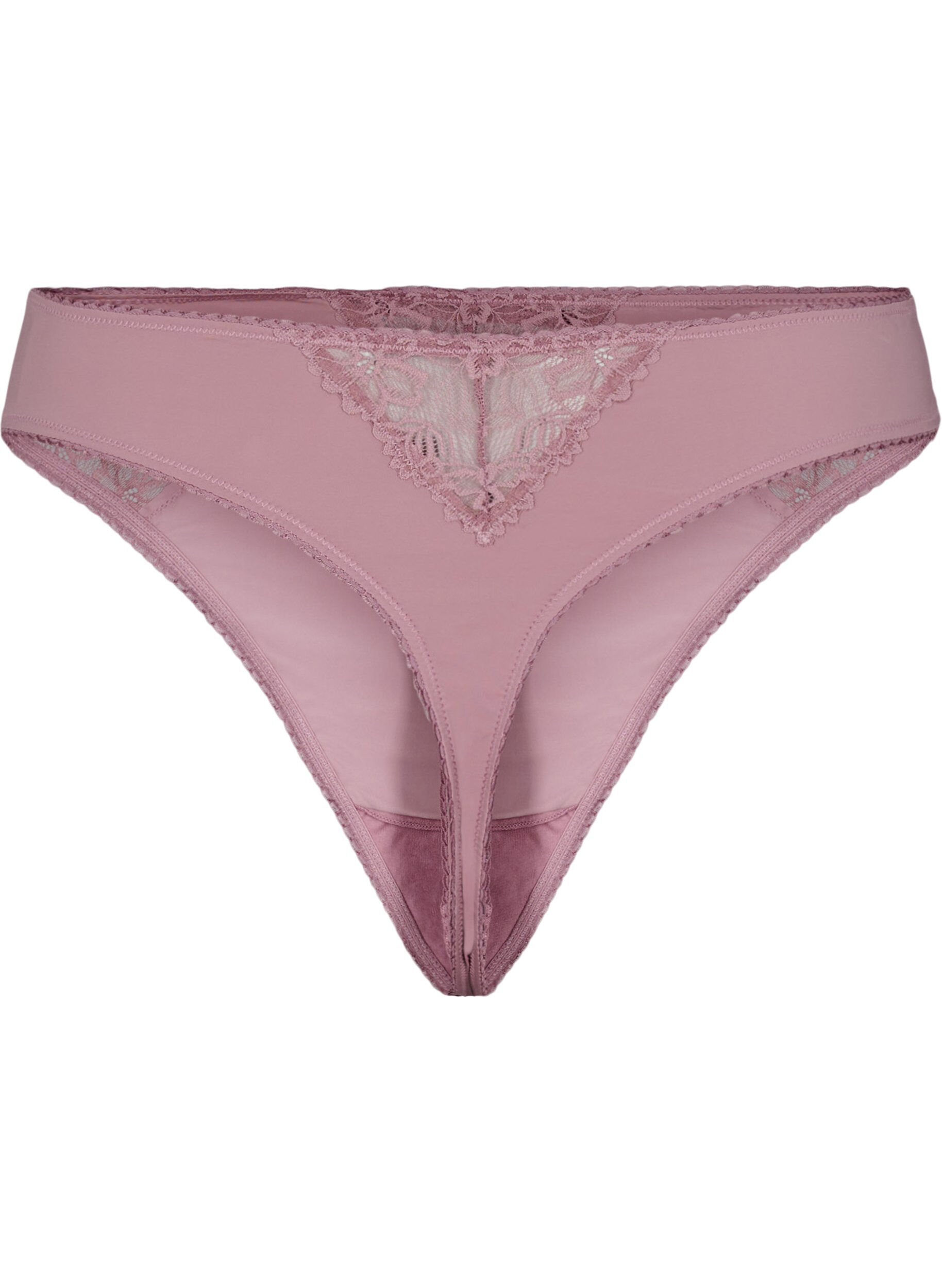 Zizzi String en microfibre avec dentelle, Rose, Packshot image number 1