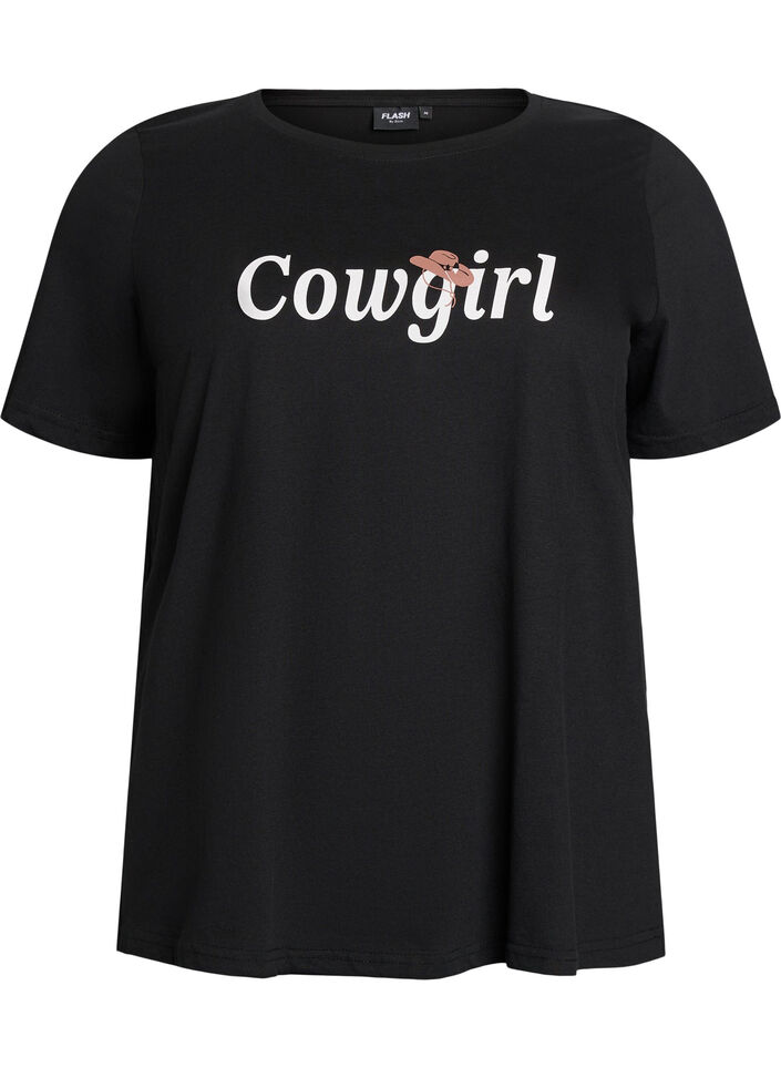 T-Shirt mit Print, Schwarz, Packshot image number 0