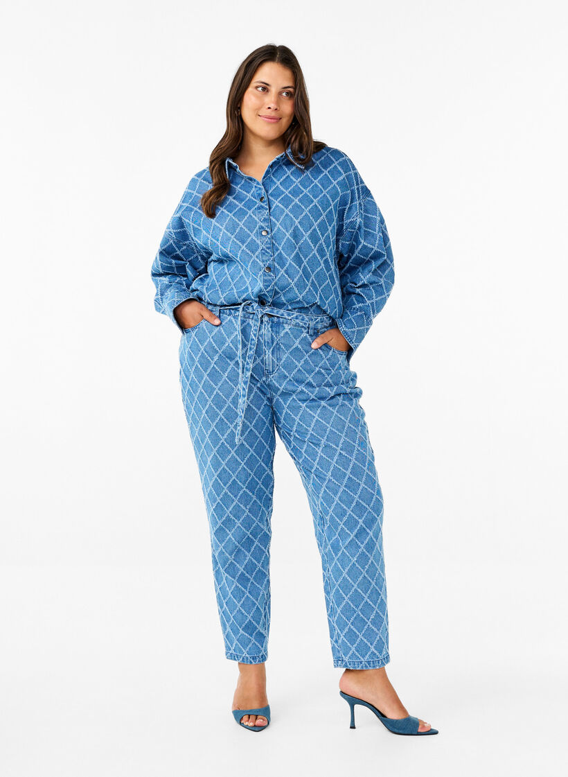 Cropped Mille-Jeans mit Destroyed-Muster, Blue Denim, Model image number 0