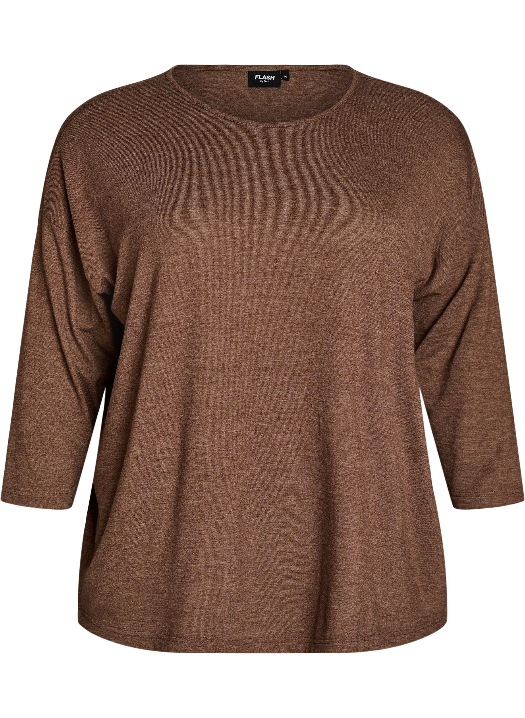 ZizziBluse aus Jersey mit 3/4-&Auml;rmeln, Braun, Packshot image number 0