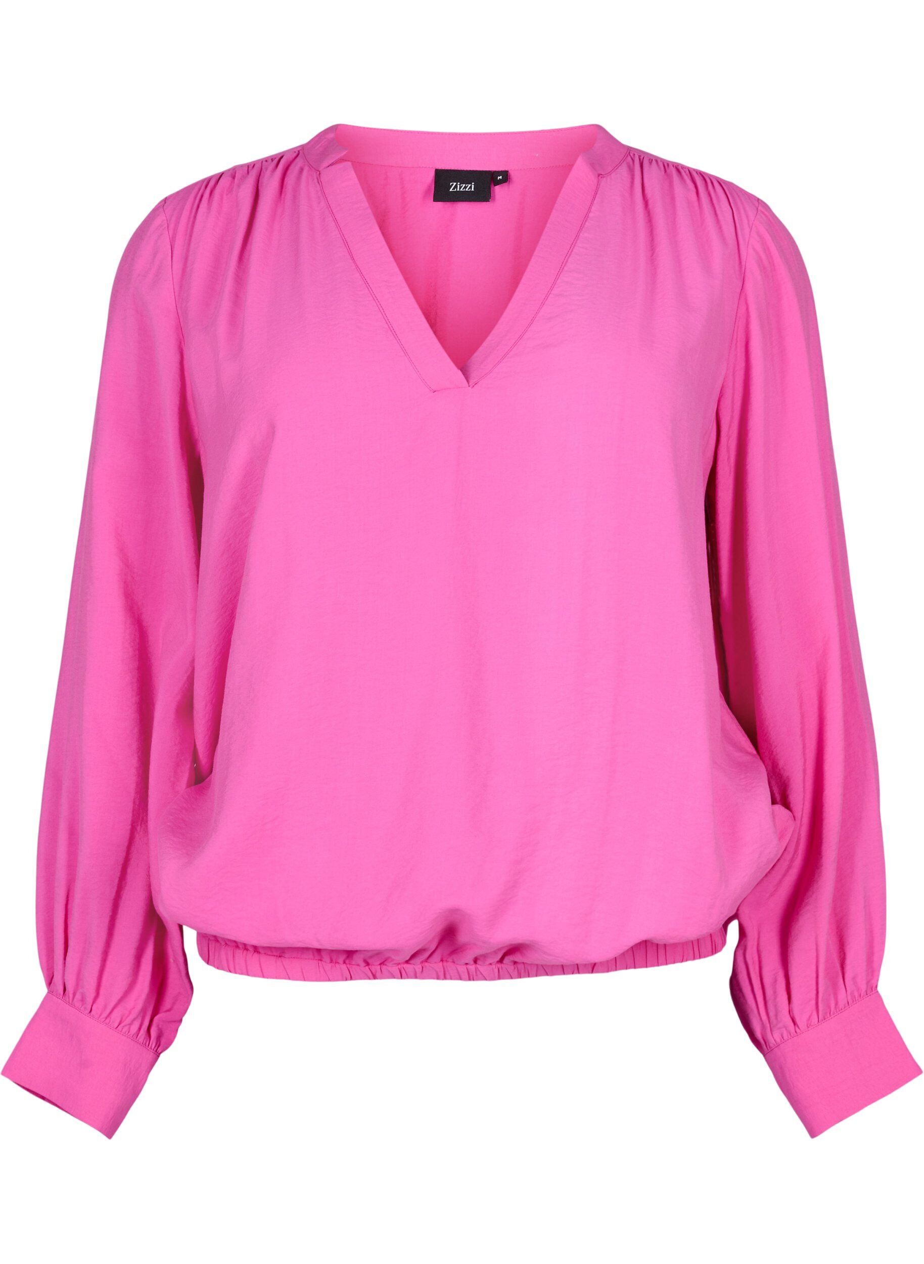 Zizzi Blouse en viscose avec col en V, Raspberry Rose, Packshot image number 0