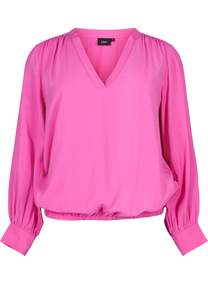 Blouse en viscose avec col en V, Raspberry Rose, Packshot image number 0