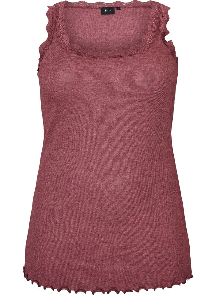 Geripptes Top mit Spitzen, Rot, Packshot image number 0