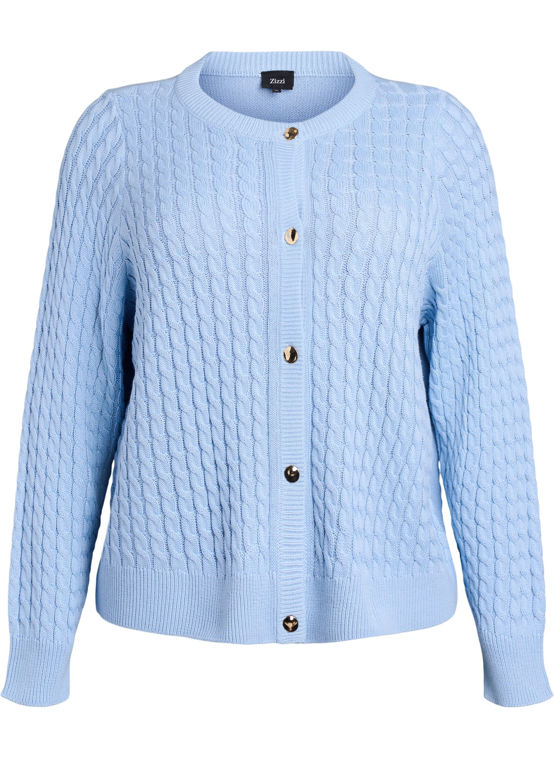 Cardigan en maille torsad&eacute;e avec boutons dor&eacute;s