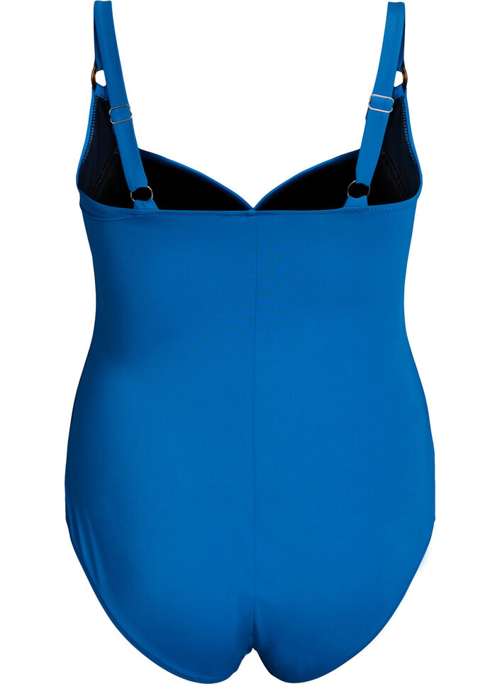 Wattierter Badeanzug mit Drapierung, Blau, Packshot image number 1