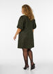 Robe en jacquard &agrave; coupe &eacute;vas&eacute;e avec manches bouffantes, Vert fonc&eacute;, Model image number 2