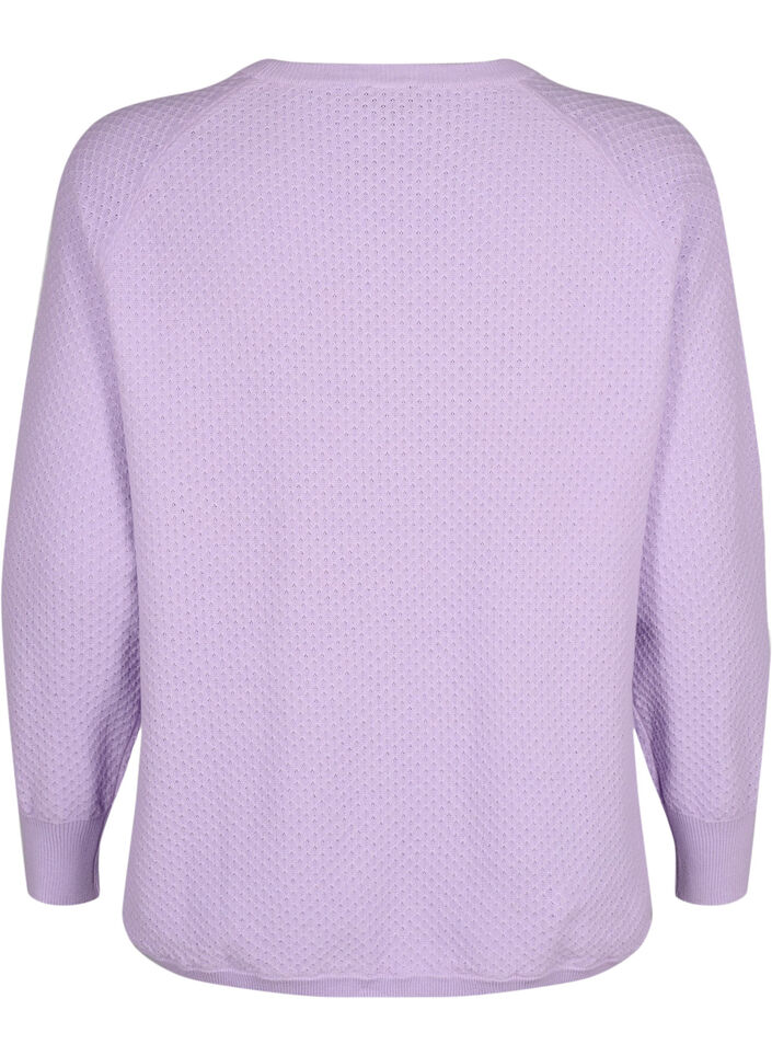 Pull en coton biologique avec motif texturé., Lavender, Packshot image number 1