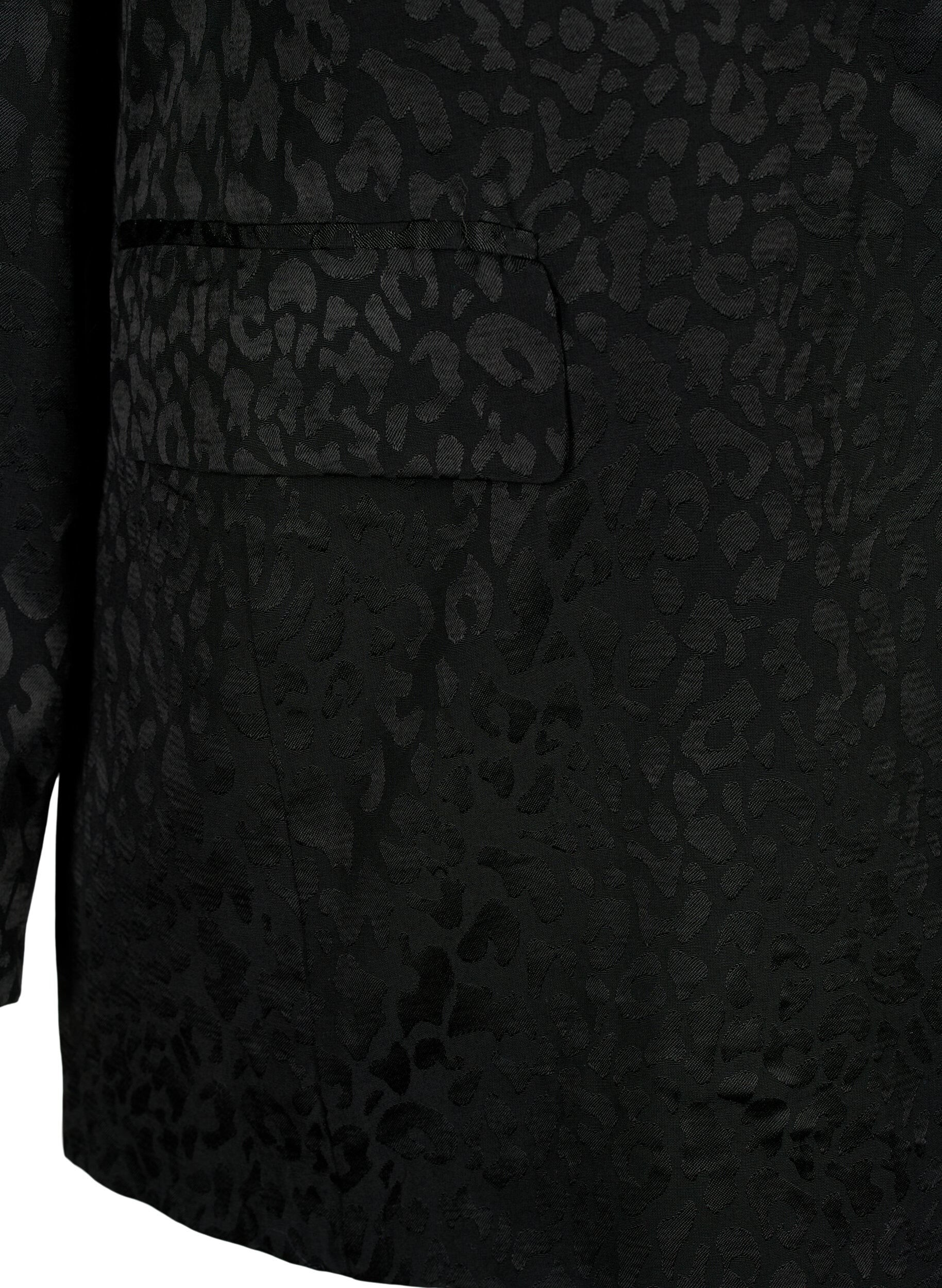 Zizzi Ton-in-Ton-Jacquard-Blazer aus Viskose, Black, Packshot image number 3