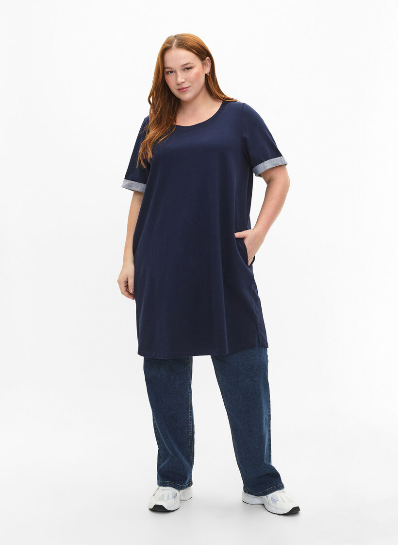 Kurzärmliges Sweatkleid mit Taschen, Black Iris, Model image number 2