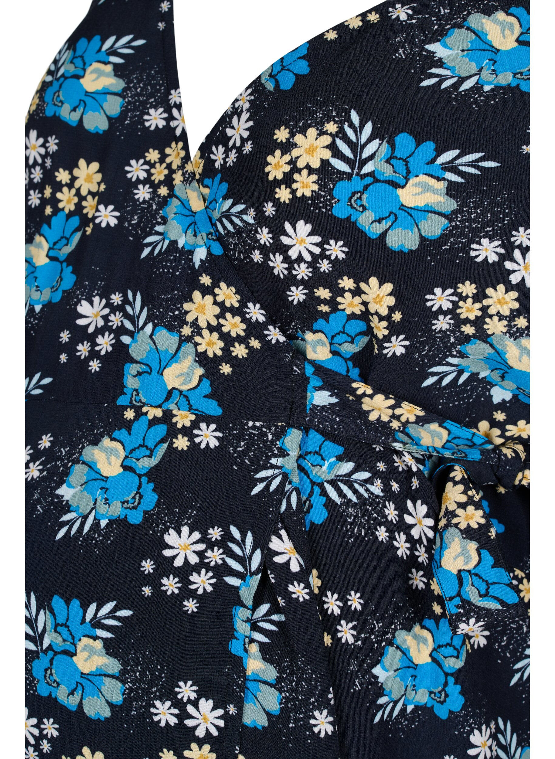 Zizzi Robe cache-c&oelig;ur de grossesse &agrave; fleurs en viscose, Bleu, Packshot image number 2