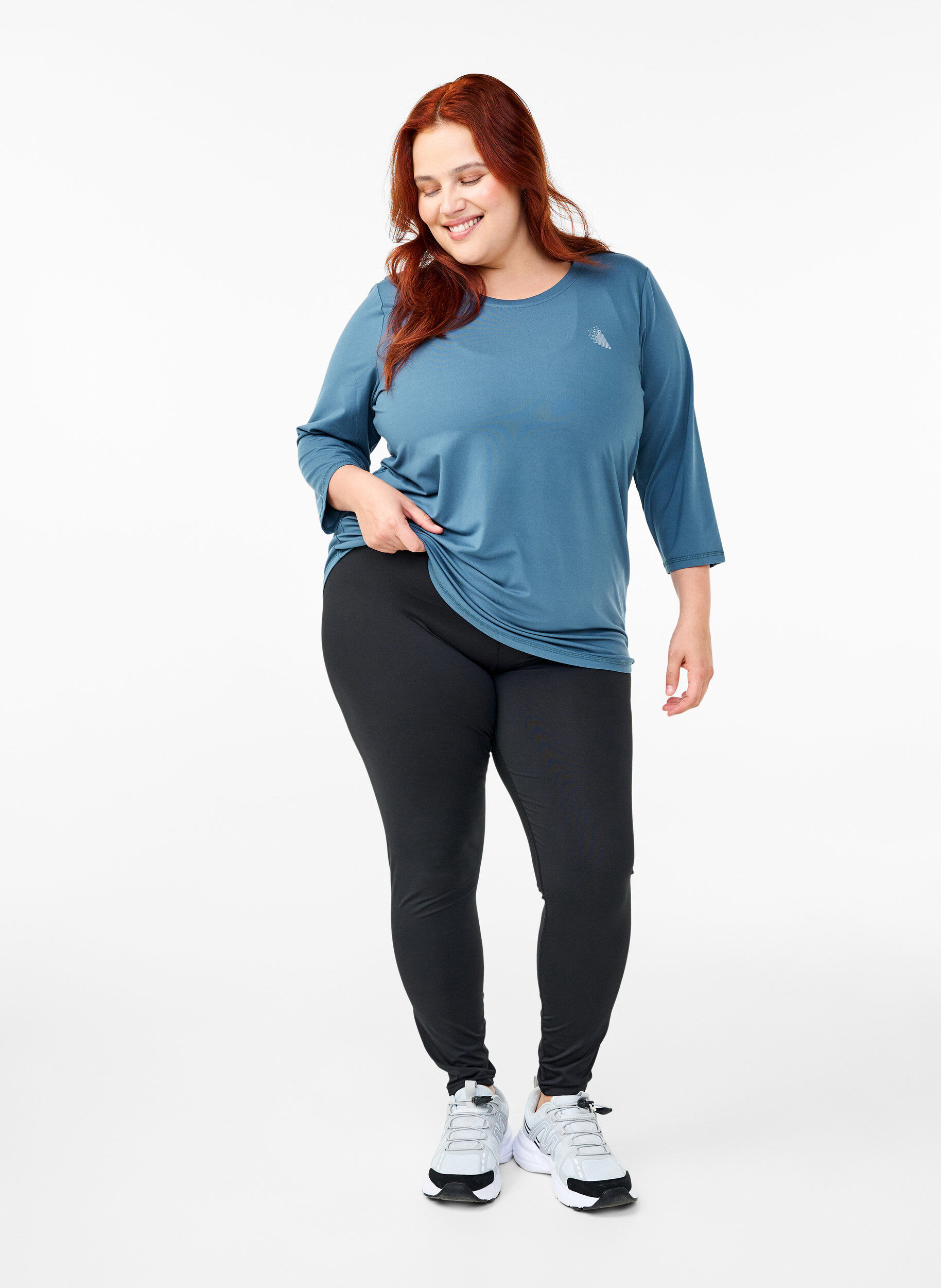 Zizzi Trainingsbluse mit 3/4 &Auml;rmeln, Petrol, Model image number 1
