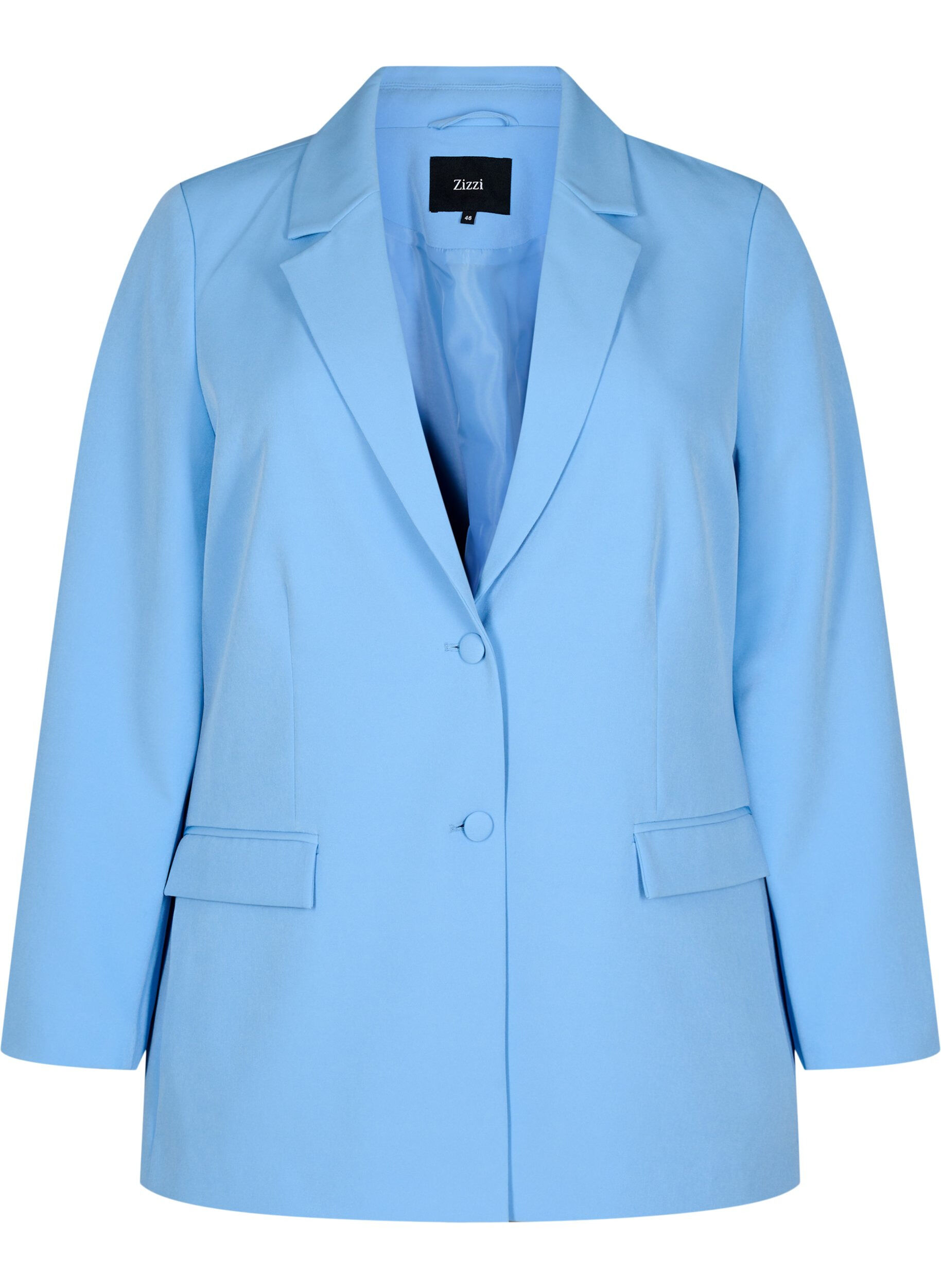 Zizzi Klassischer Blazer mit Knopfverschluss, Blau, Packshot image number 0