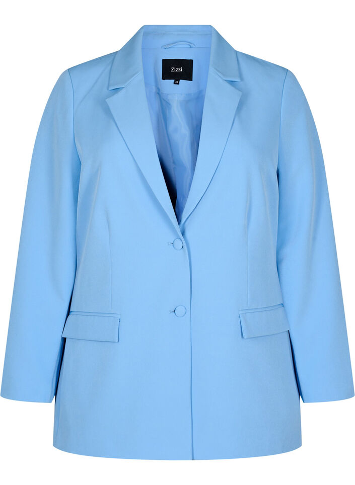 Klassischer Blazer mit Knopfverschluss, Blau, Packshot image number 0