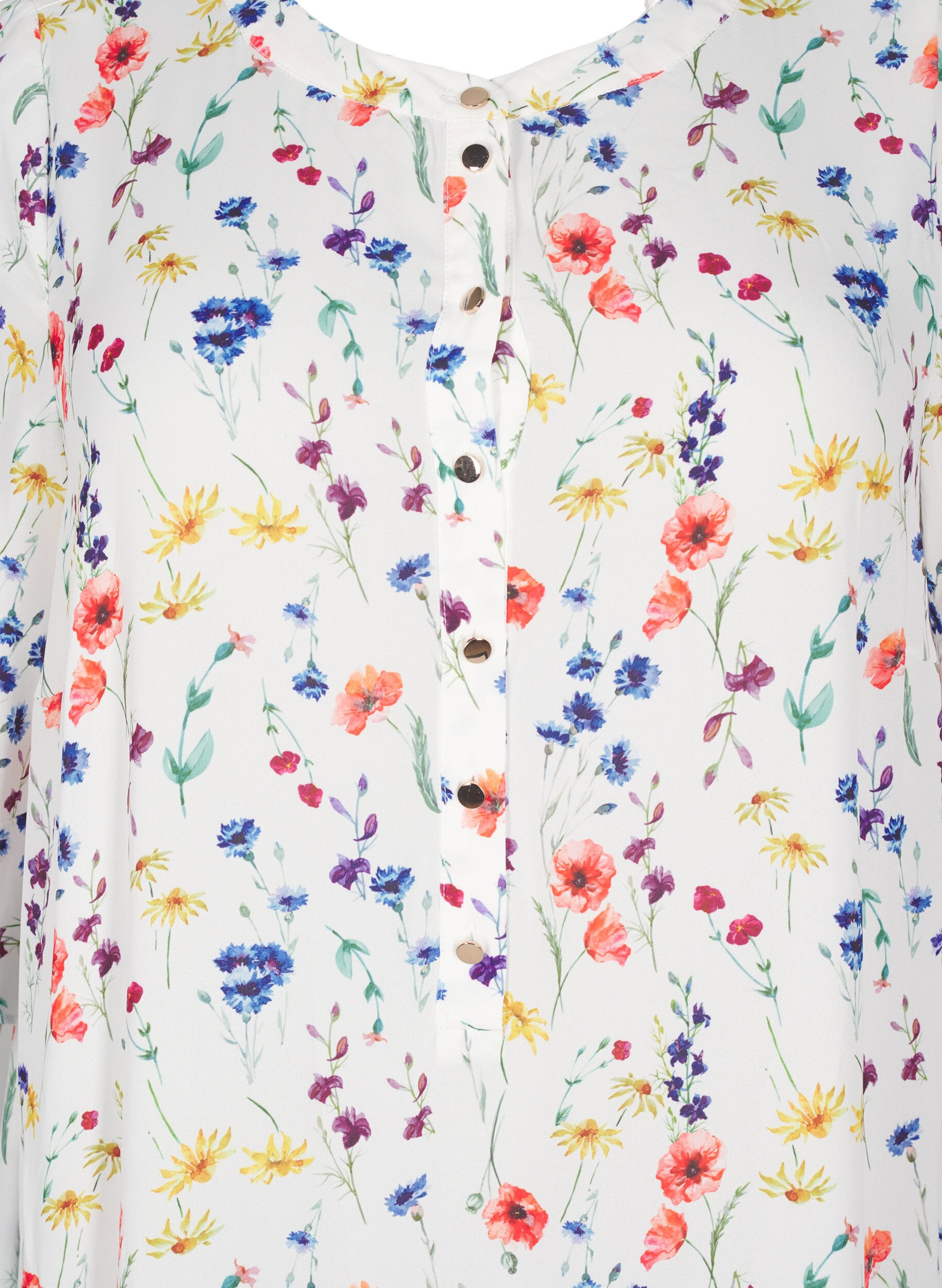 Zizzi Robe midi florale &agrave; manches 3/4, Bleu, Packshot image number 2