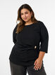 Blouse avec drap&eacute; asym&eacute;trique et manches 3/4, Noir, Model image number 0