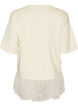 Lockeres T-Shirt mit breitem Spitzenbesatz, Vanille, Packshot image number 1
