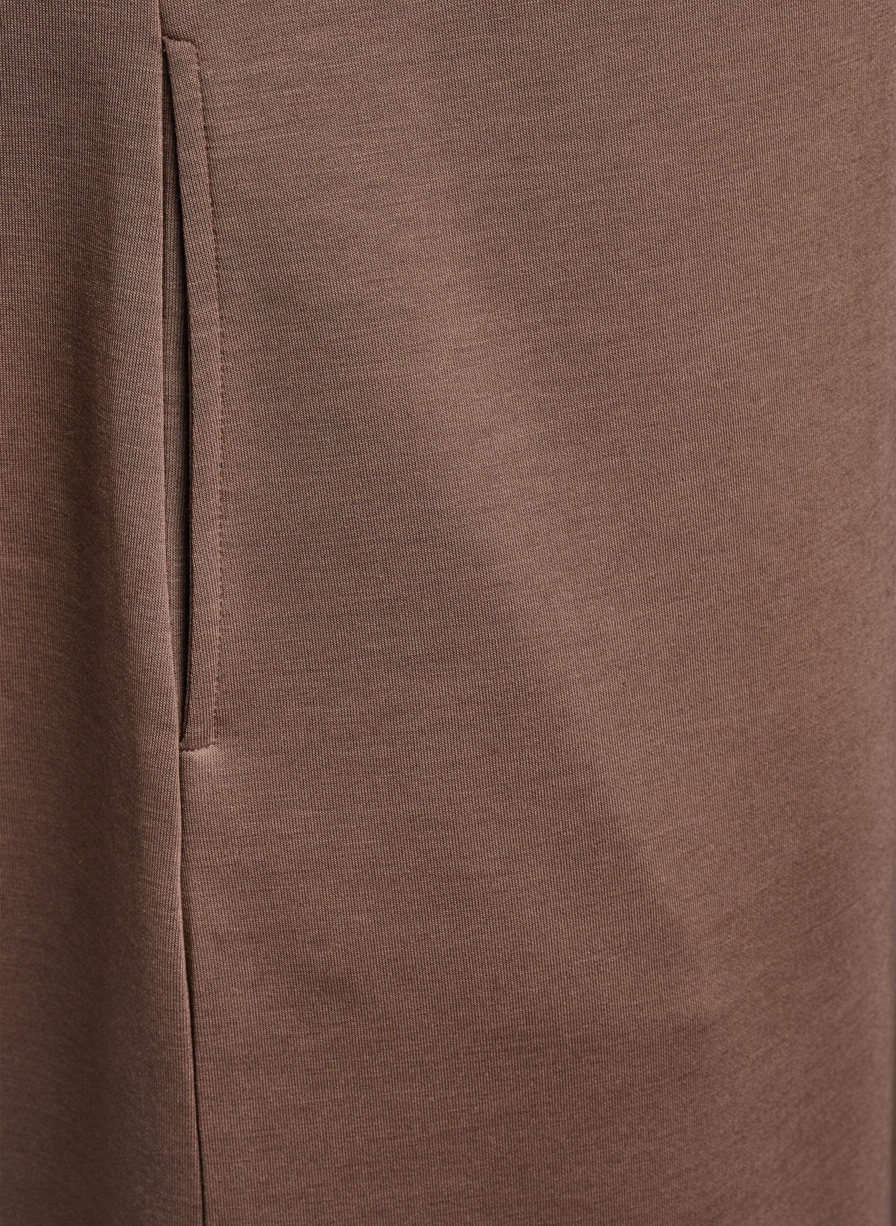 Zizzi Robe sweat &agrave; manches courtes en m&eacute;lange de modal, Marron, Packshot image number 3