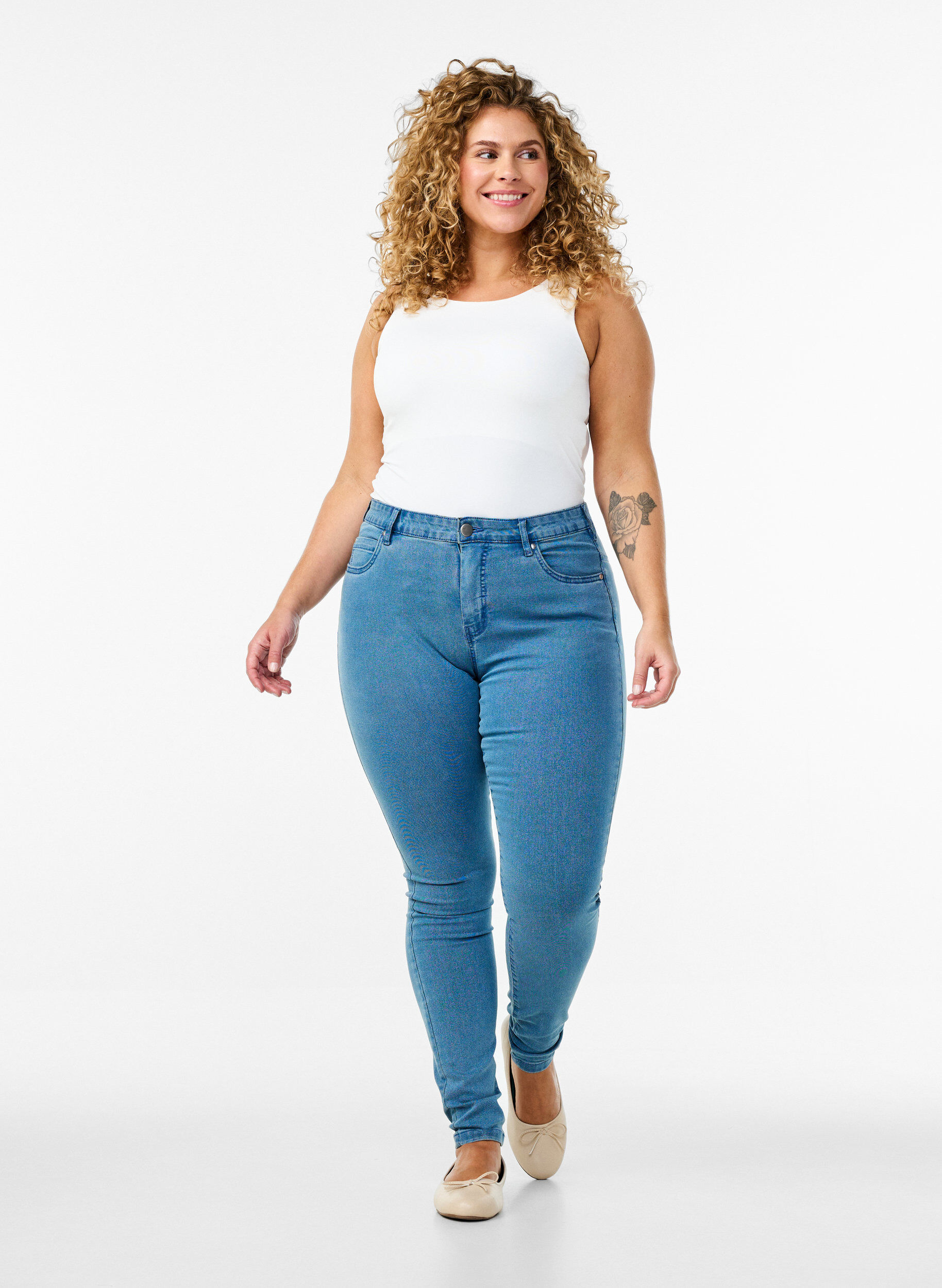 Jean Amy super slim taille haute, Bleu Clair, Model