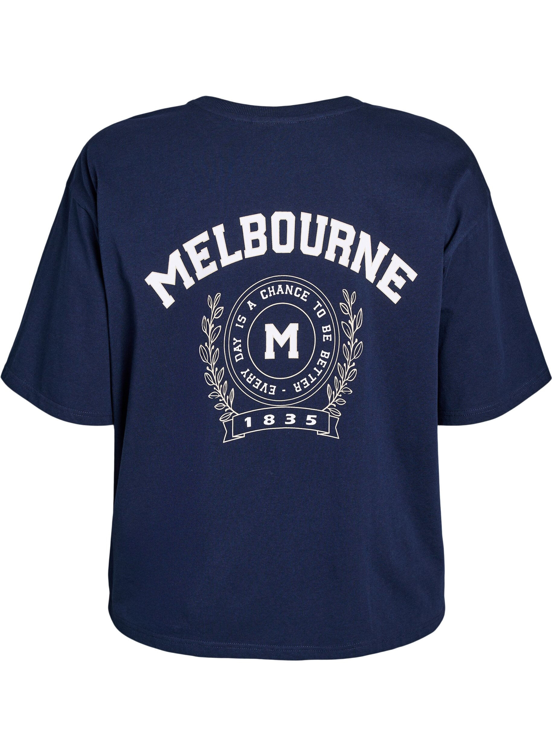 Zizzi T-shirt oversize avec impression au dos, Bleu, Packshot image number 1