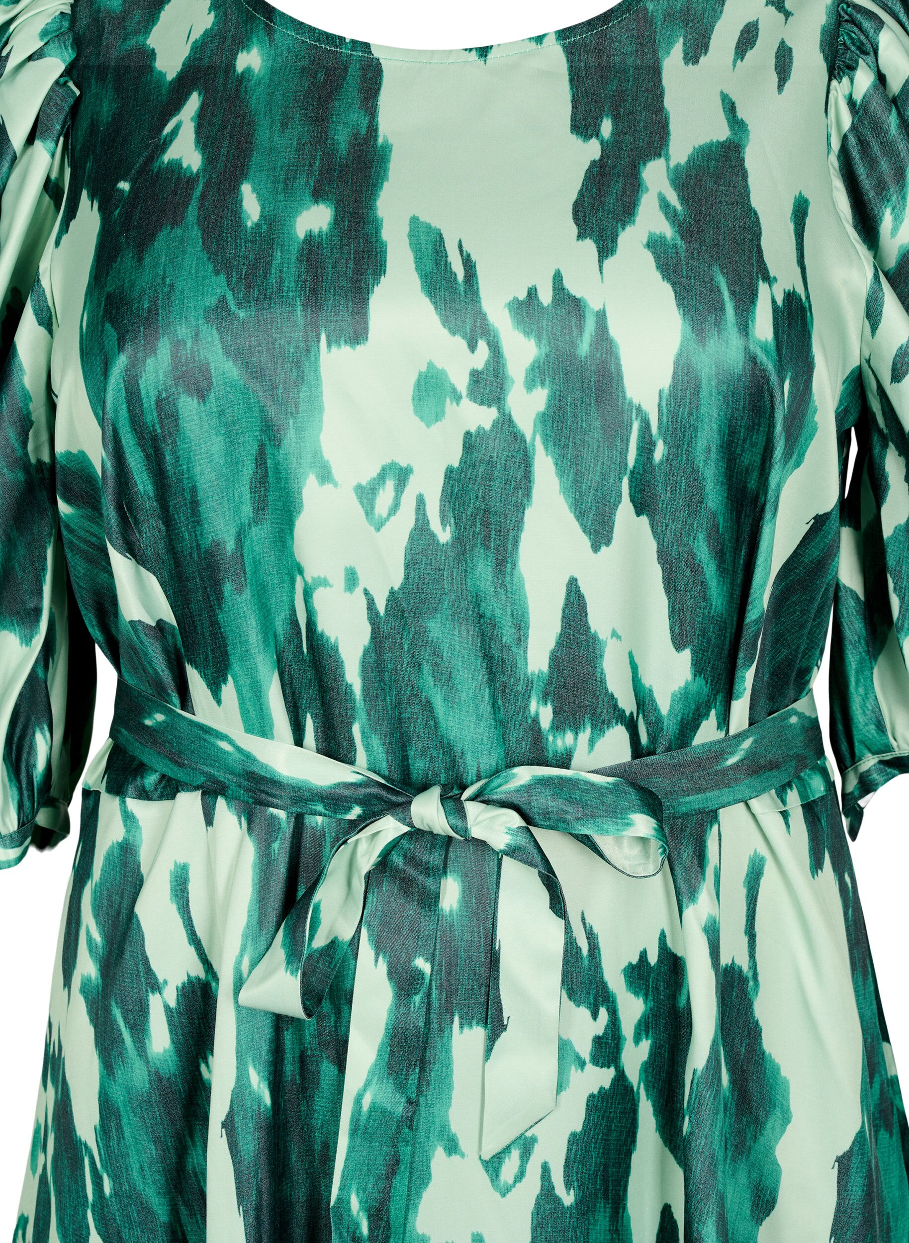 Zizzi Robes de soir&eacute;e &agrave; manches courtes avec ceinture &agrave; n&oelig;ud, Vert, Packshot image number 2