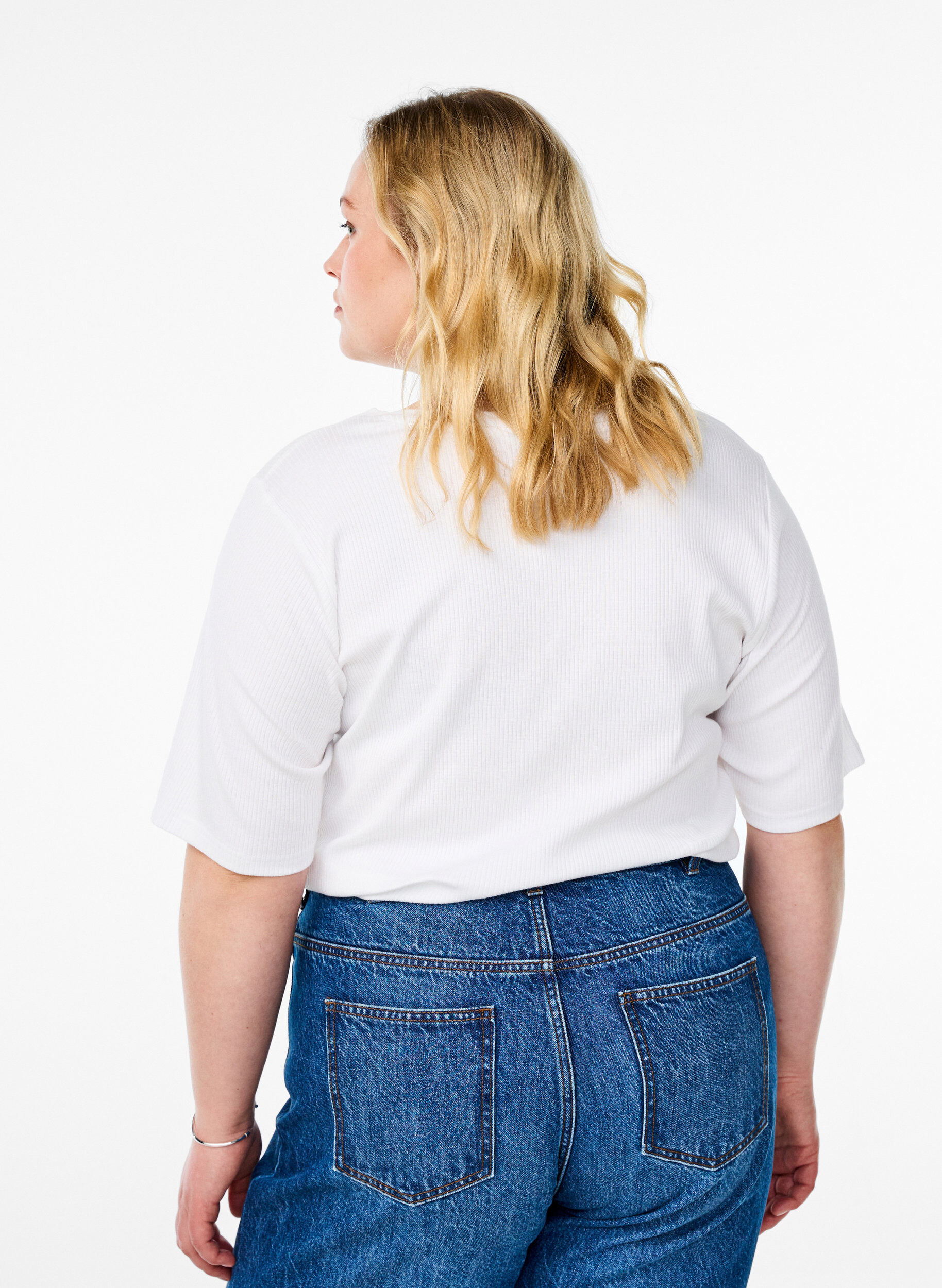 ZizziChemisier en jersey c&ocirc;tel&eacute; &agrave; manches courtes, Blanc, Model image number 2