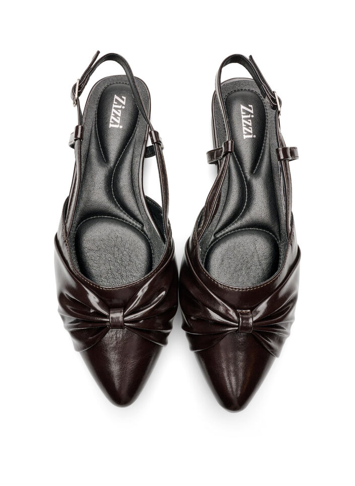 Slingback avec n&oelig;ud et aspect verni, Marron, Packshot image number 2