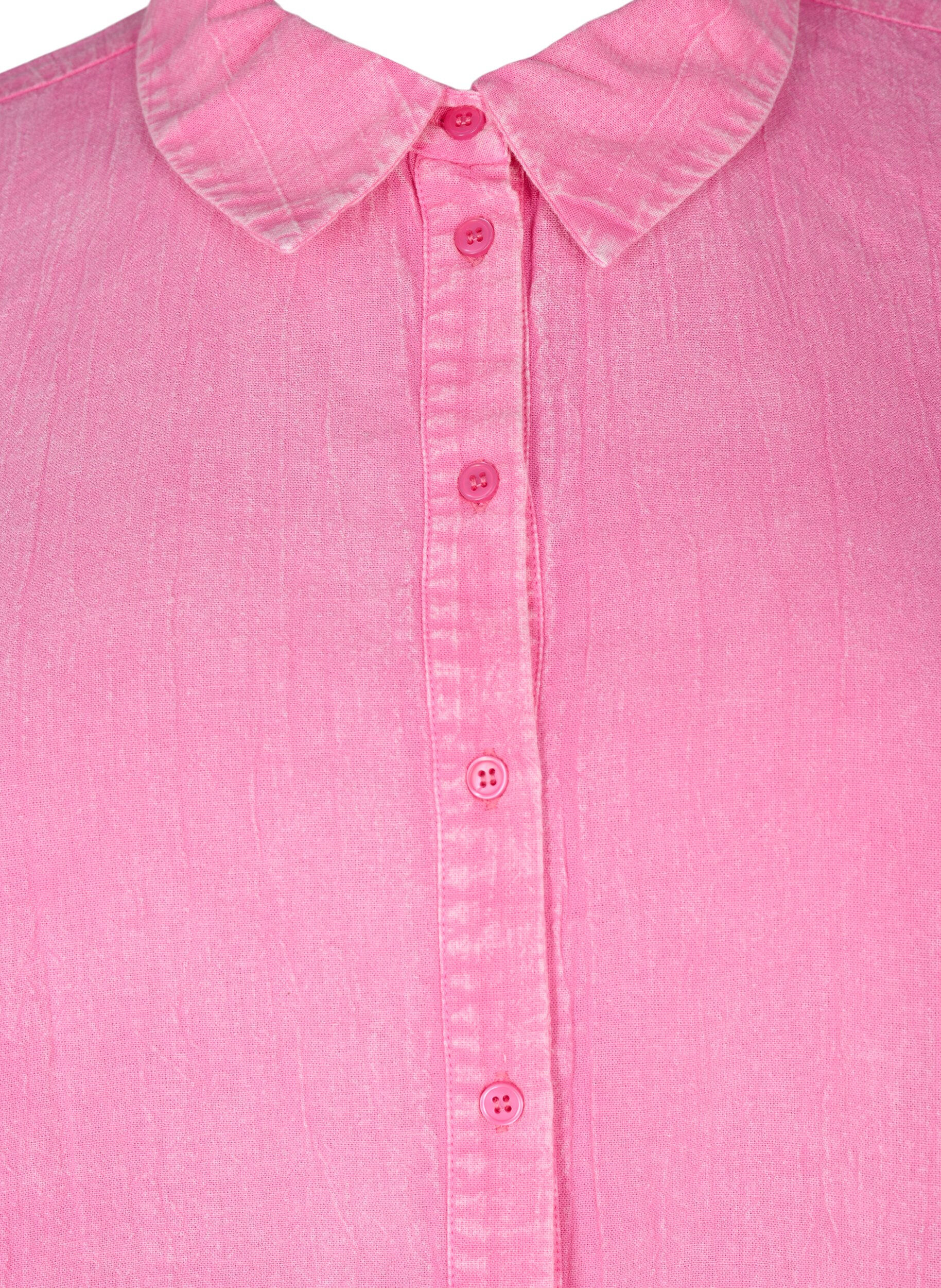 Zizzi Einfarbige Jeansbluse, Pink Power, Packshot image number 2