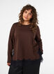 Bluse aus Jersey mit Spitzen, Braun, Model image number 0