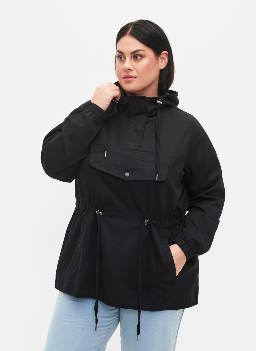 Anorak mit Kapuze und Taschen, Black, Model image number 0