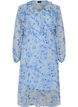 Robe en chiffon fleuri avec volants et manches longues, Bleu, Packshot image number 0