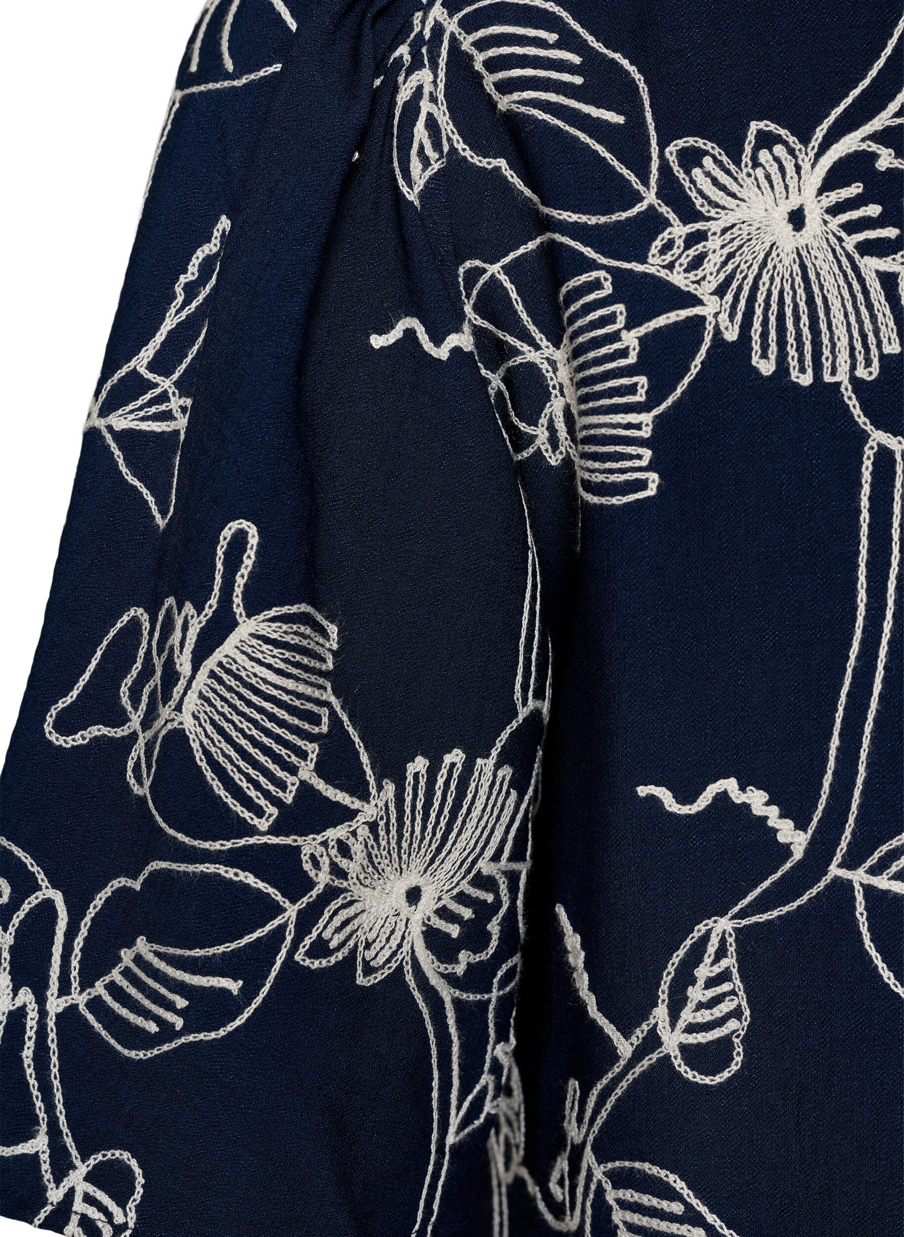 ZizziRobe trap&egrave;ze courte &agrave; motif brod&eacute;, Bleu, Packshot image number 3