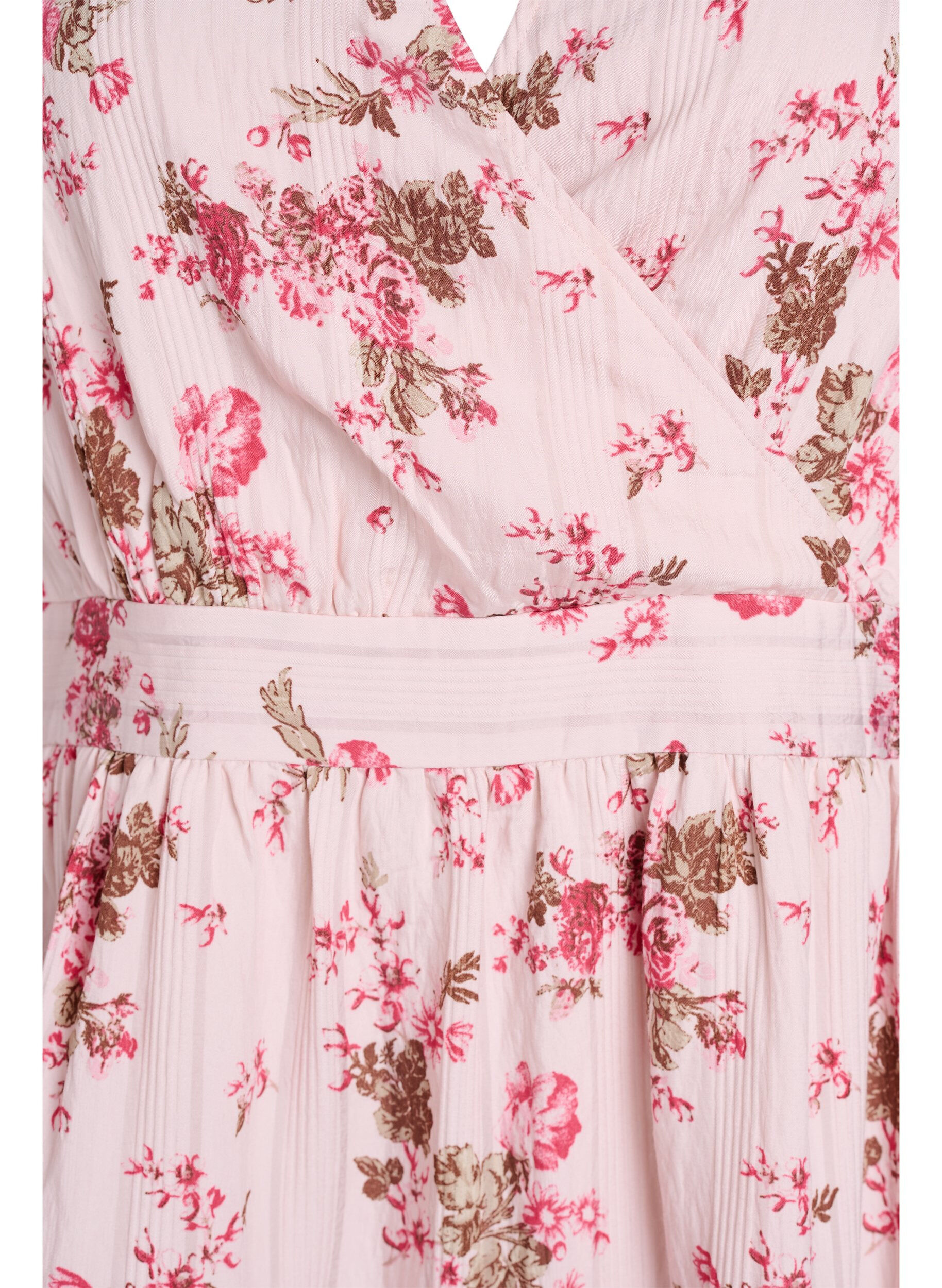 Zizzi Kurzes Kleid mit Blumenprint und V-Ausschnitt, Pink, Packshot image number 2