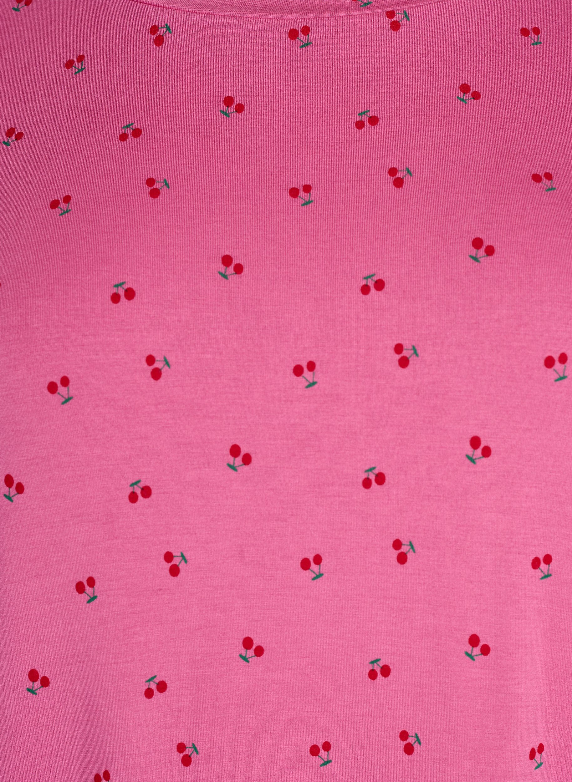 Zizzi T-shirt de pyjama en viscose &agrave; imprim&eacute; int&eacute;gral, Rose, Packshot image number 2