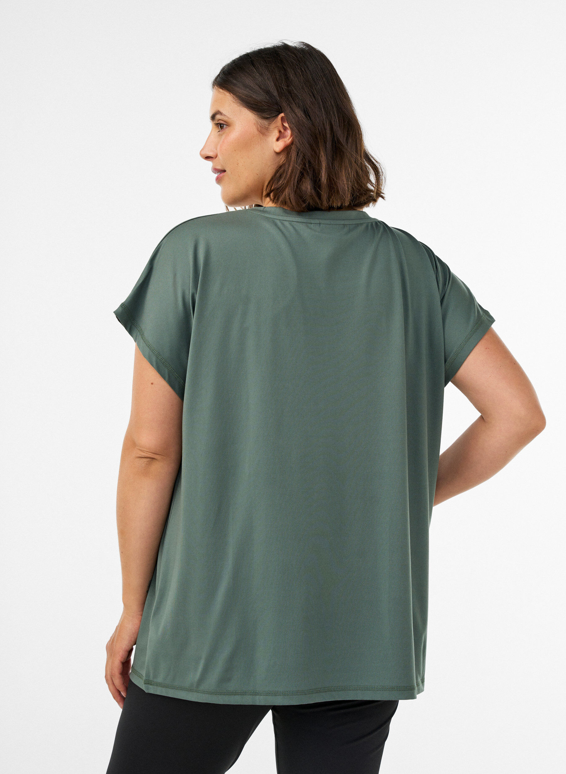 ZizziT-shirt de sport couleur unie, Vert, Model image number 2