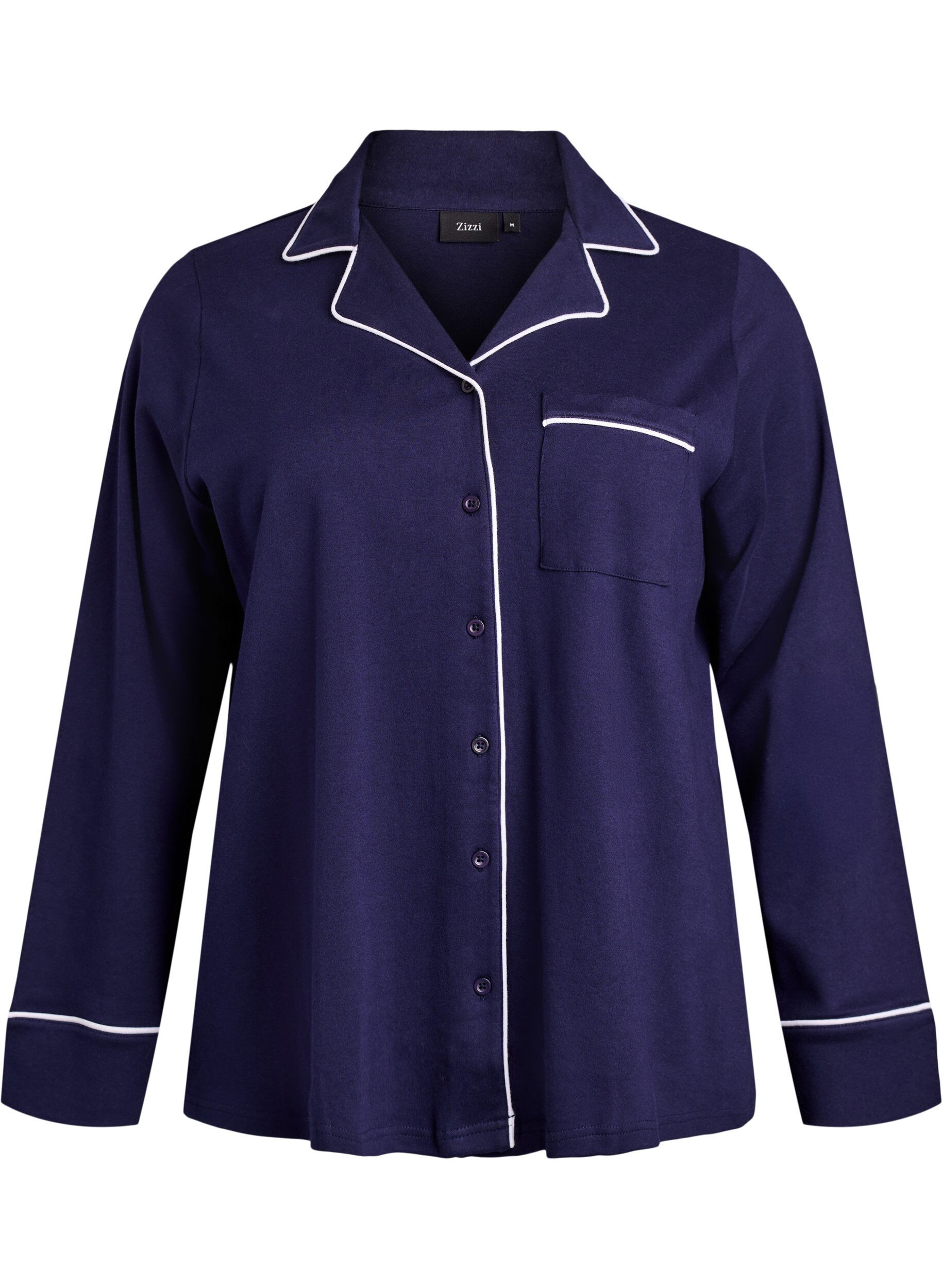 Pyjamahemd aus Baumwolle mit Brusttasche
