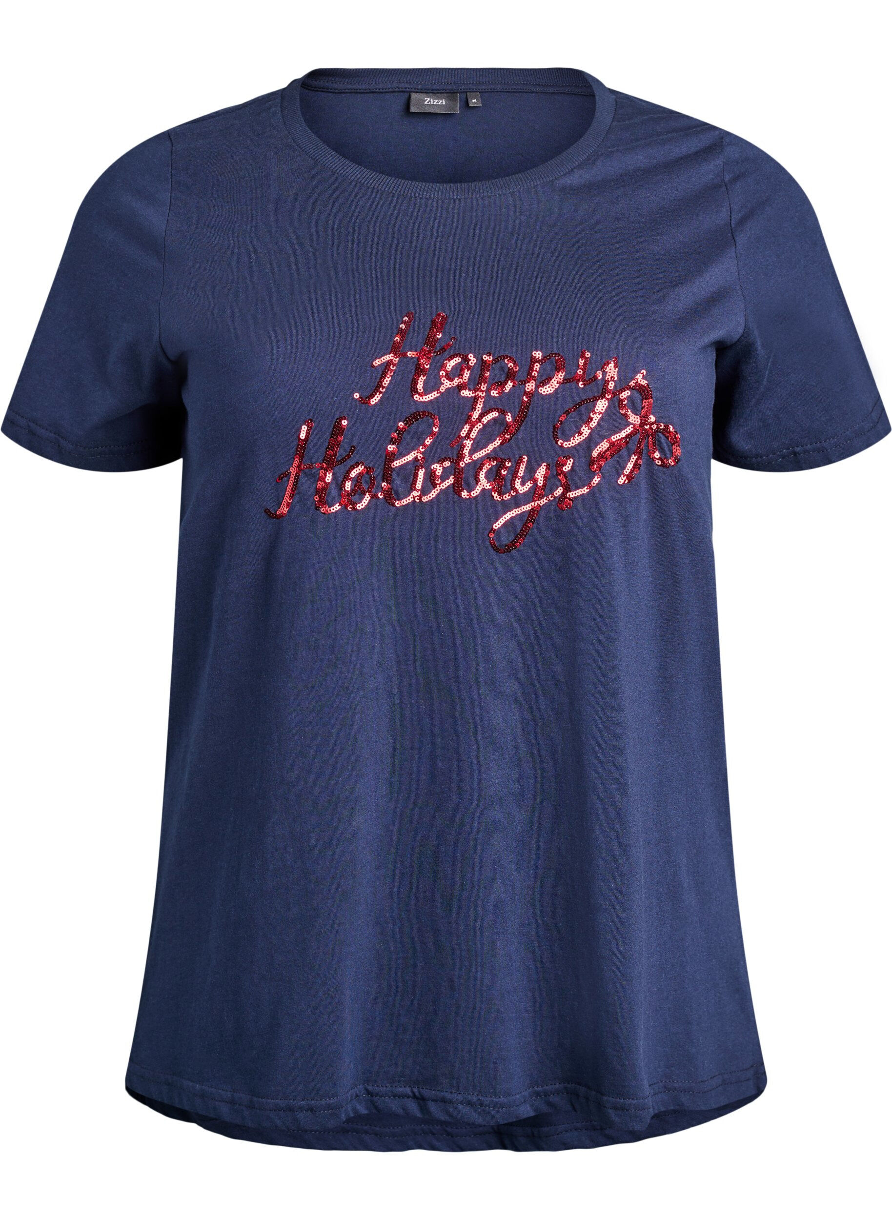 ZizziT-shirt de No&euml;l en coton bio, Bleu, Packshot image number 0
